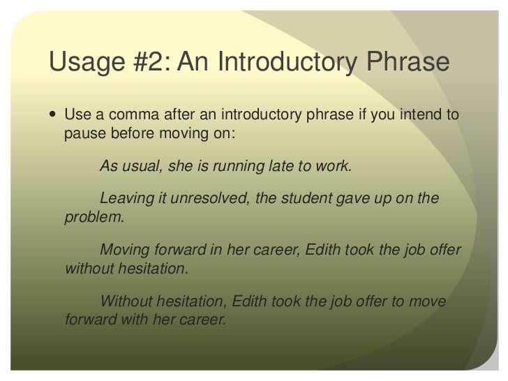 comma introductory usages