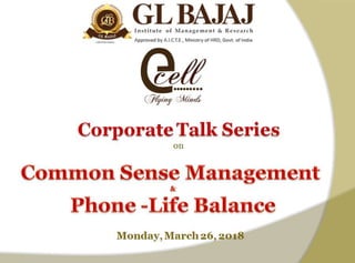 E-Cell Flying Minds is organizing Special Session on ‘Common Sense Management 