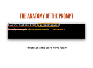 THE ANATOMY OF THE PROMPTTHE ANATOMY OF THE PROMPT
~ represents the user's home folder
 