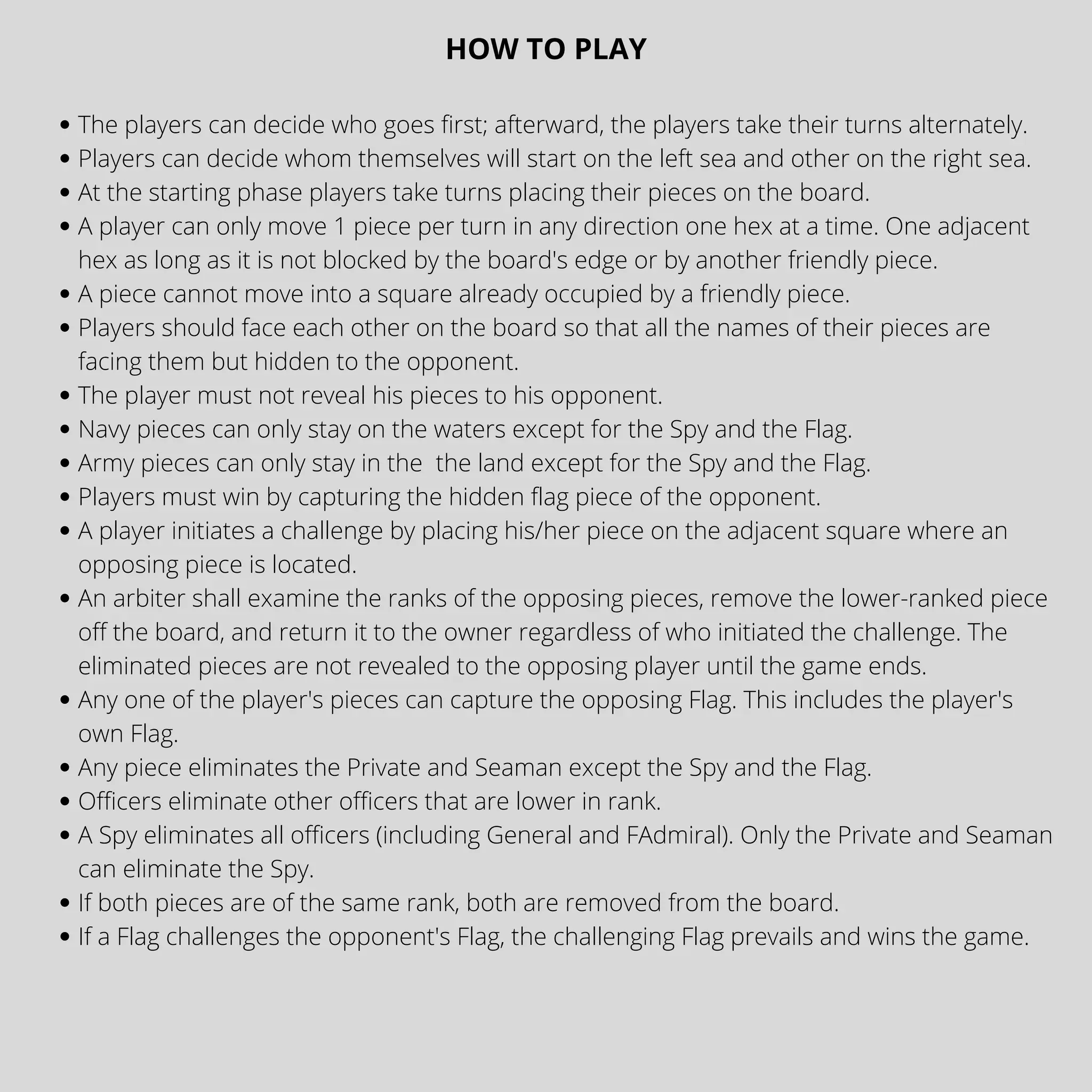 COMMAND AND CONQUER BOARD GAME GAME OF GENERALS INSPIRED ARMY NAVY ...