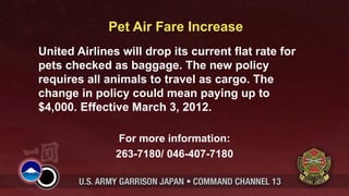 Pet Air Fare Increase ,[object Object],[object Object],[object Object]