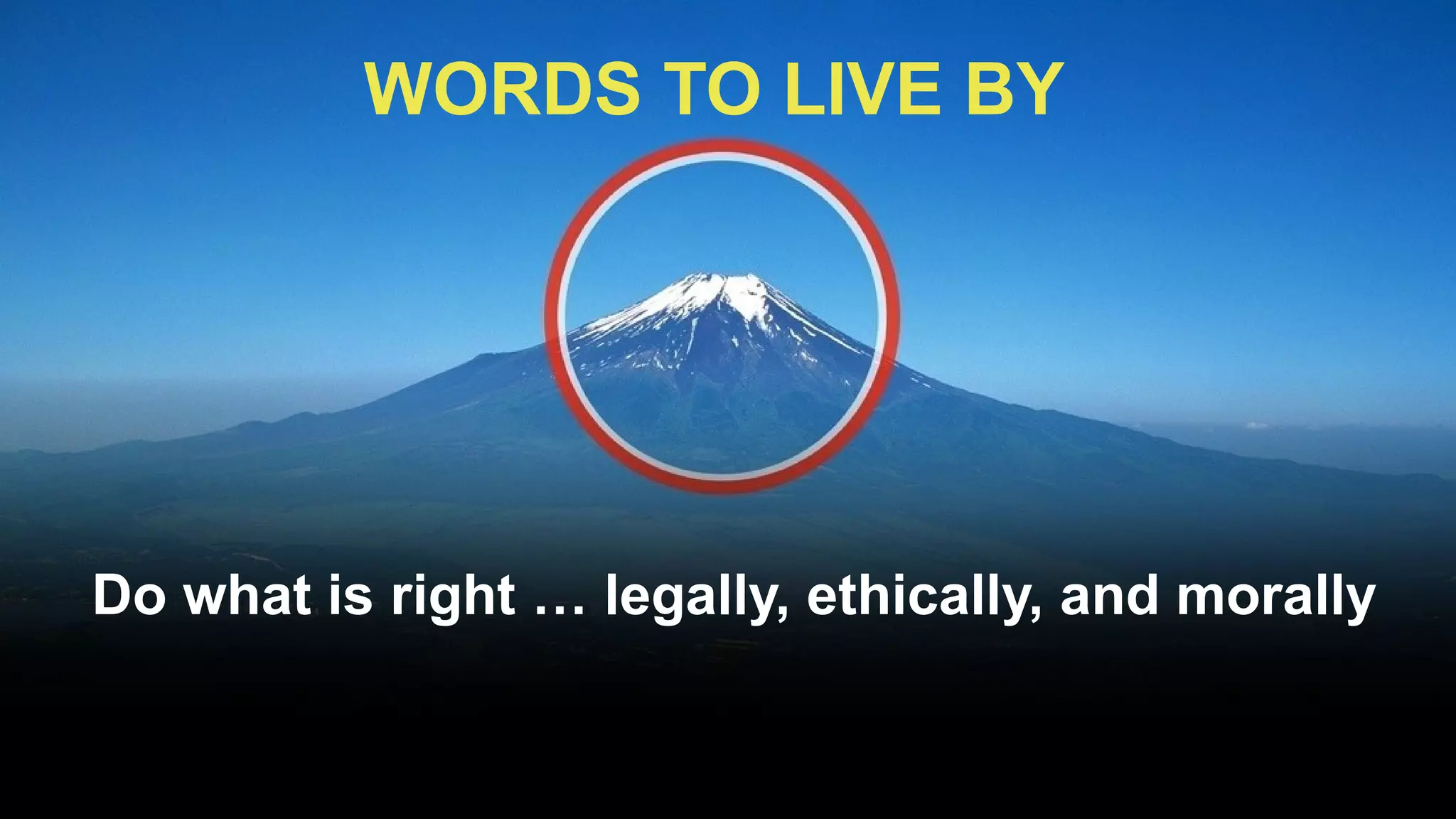 WORDS TO LIVE BY




Do what is right … legally, ethically, and morally
 