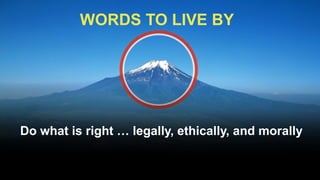 WORDS TO LIVE BY




Do what is right … legally, ethically, and morally
 
