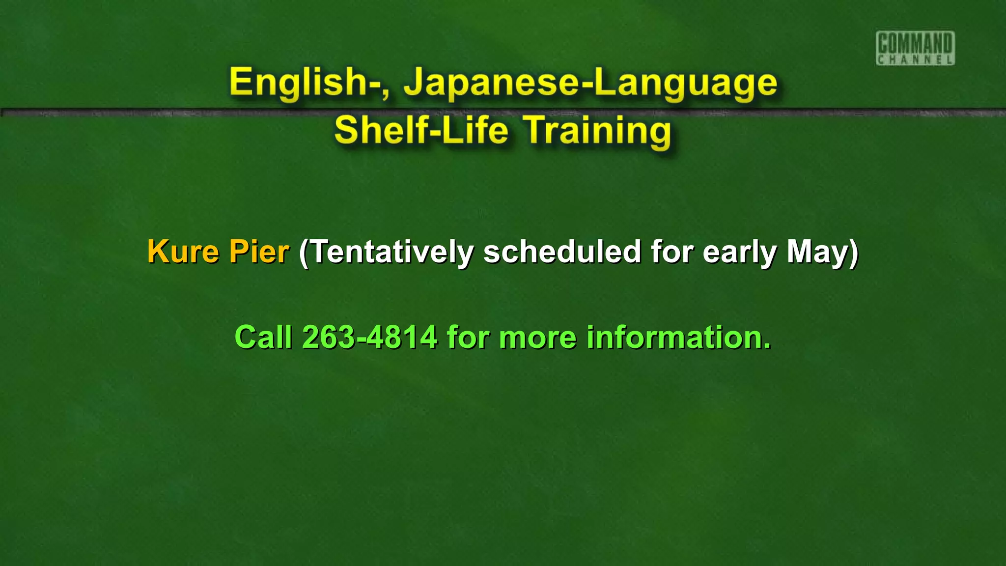 Kure PierKure Pier (Tentatively scheduled for early May)(Tentatively scheduled for early May)
Call 263-4814 for more information.Call 263-4814 for more information.
 