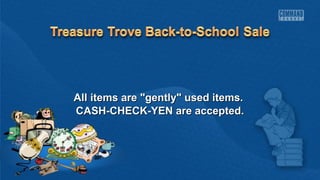 All items are ""ggeennttllyy"" uusseedd iitteemmss.. 
CCAASSHH--CCHHEECCKK--YYEENN aarree aacccceepptteedd.. 
 