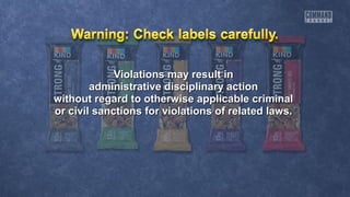 Violations may result inViolations may result in
administrative disciplinary actionadministrative disciplinary action
without regard to otherwise applicable criminalwithout regard to otherwise applicable criminal
or civil sanctions for violations of related laws.or civil sanctions for violations of related laws.
 