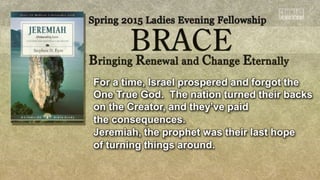 For a time, Israel prospered and forgot the
One True God. The nation turned their backs
on the Creator, and they’ve paid
the consequences.
Jeremiah, the prophet was their last hope
of turning things around.
 