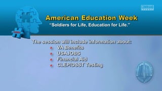 ““Soldiers for Life, Education for Life.”Soldiers for Life, Education for Life.”
 