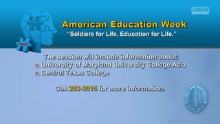 ““Soldiers for Life, Education for Life.”Soldiers for Life, Education for Life.”
 