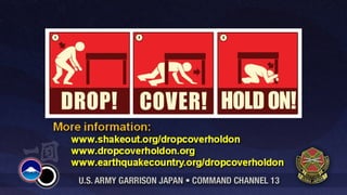What is Ready Army?
Ready Army is the Army Emergency Management
Program’s proactive campaign to increase the
resilience of the Army community by informing of
relevant hazards and encouraging Soldiers,
their Families, Army Civilians and contractors to,
“Get a Kit. Make a Plan. Be Informed.”
 