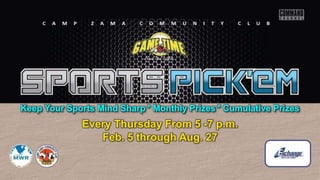 Keep Your Sports Mind Sharp Monthly Prizes Cumulative Prizes
Every Thursday From 5 -7 p.m.
Feb. 5 through Aug. 27
 