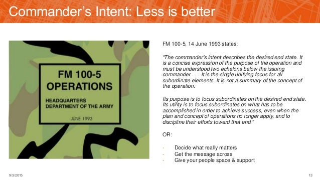 Commander's Intent: Managing Through Uncertainty