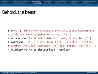 Obtaining, Scrubbing, and Exploring Data at the Command Line by Jeroen ...