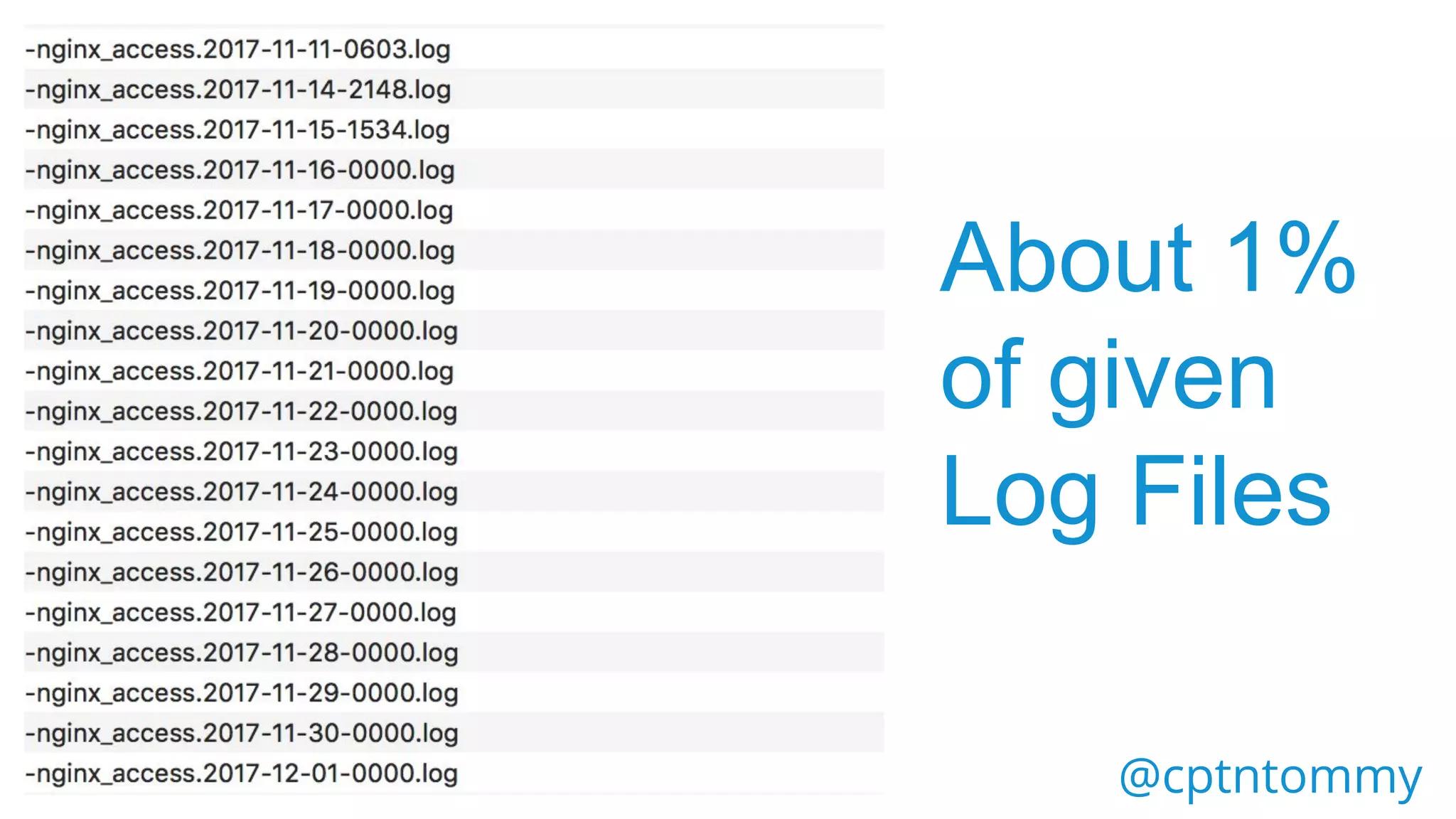 @cptntommy
About 1%
of given
Log Files
 