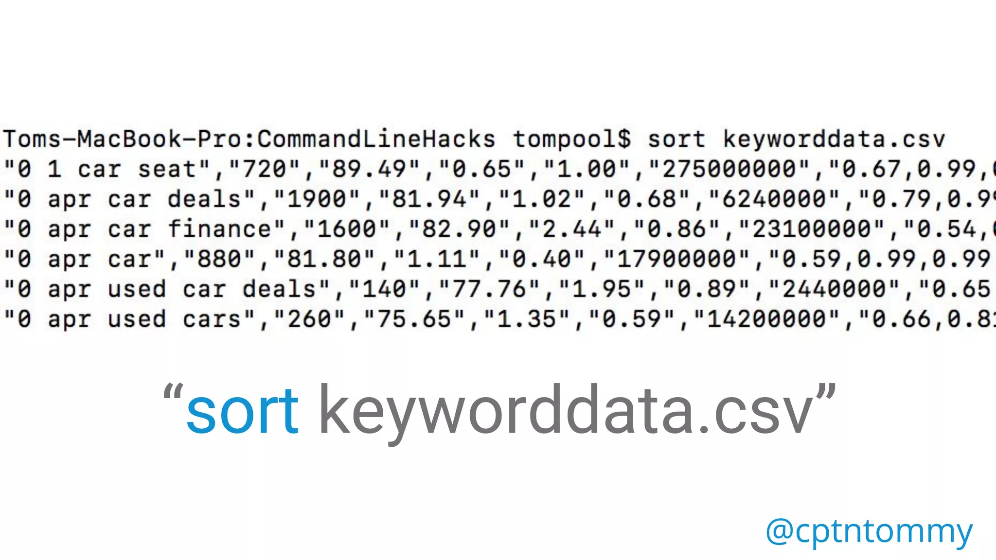 “sort keyworddata.csv”
@cptntommy@cptntommy
 