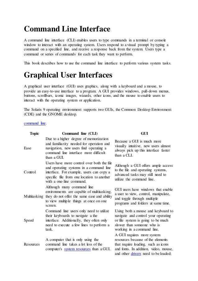 Command line interface