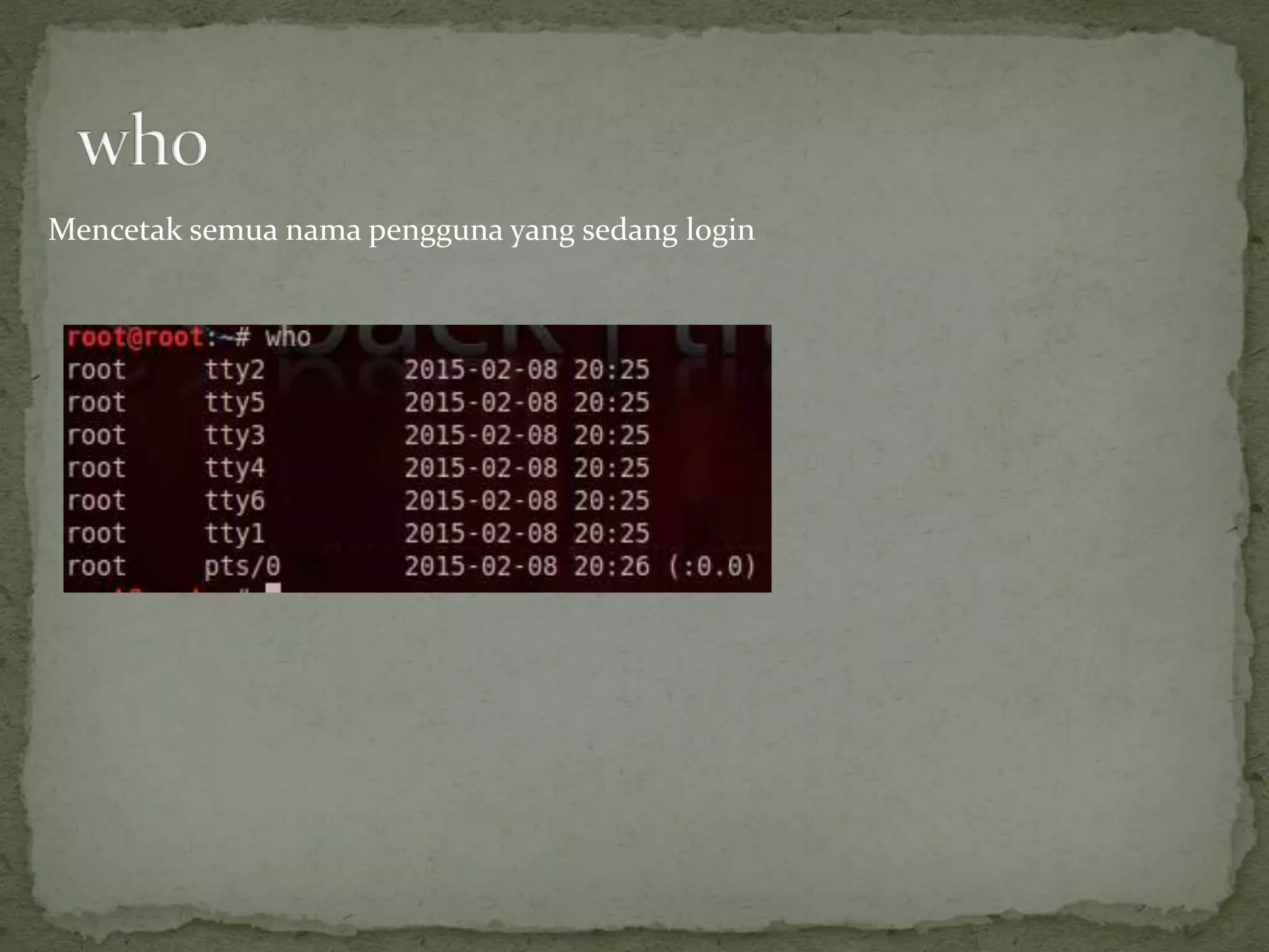 Mencetak semua nama pengguna yang sedang login
 
