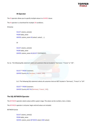 SQL Notes | PDF