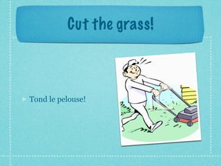 Cut the grass!



Tond le pelouse!
 