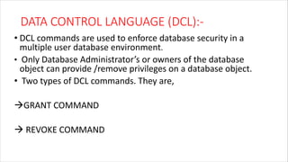 sql all type of commands in this power point presentation | PPT image.