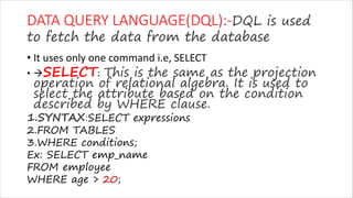 sql all type of commands in this power point presentation | PPT