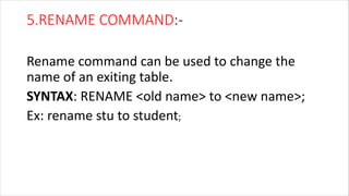 sql all type of commands in this power point presentation | PDF