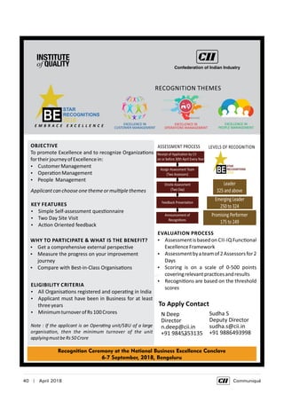 40  |  April 2018	 Communiqué
 