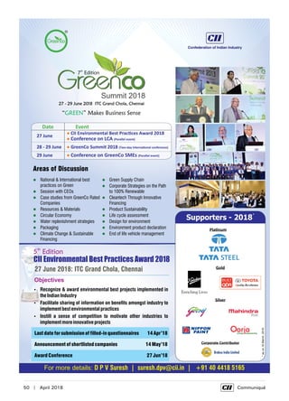 50  |  April 2018	 Communiqué
 