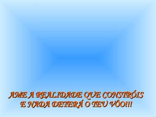 AME A REALIDADE QUE CONSTRÓIS  E NADA DETERÁ O TEU VÔO!!!   