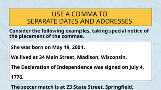 Comma Rules Information and Practice Education Presentation in Red and ...