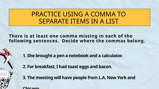 Comma Rules Information and Practice Education Presentation in Red and ...