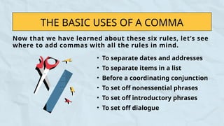 Comma Mind Map Comma Rules Information and Practice Education Presentation in Red and ...