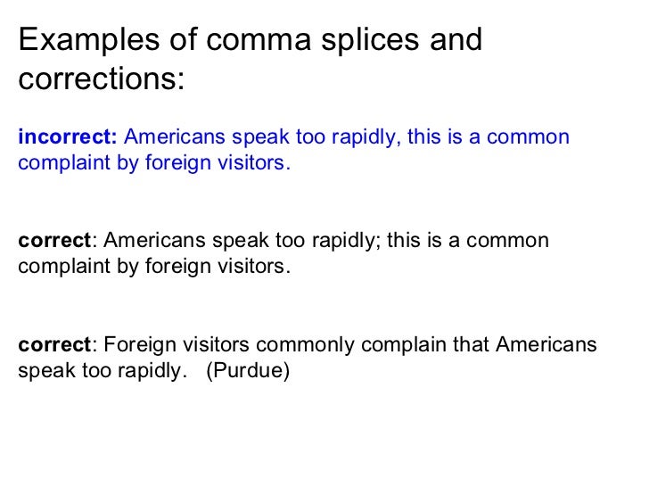 commas comma splice examples