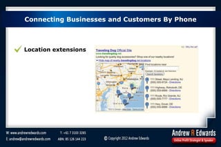 Location extensions
Connecting Businesses and Customers By Phone
 