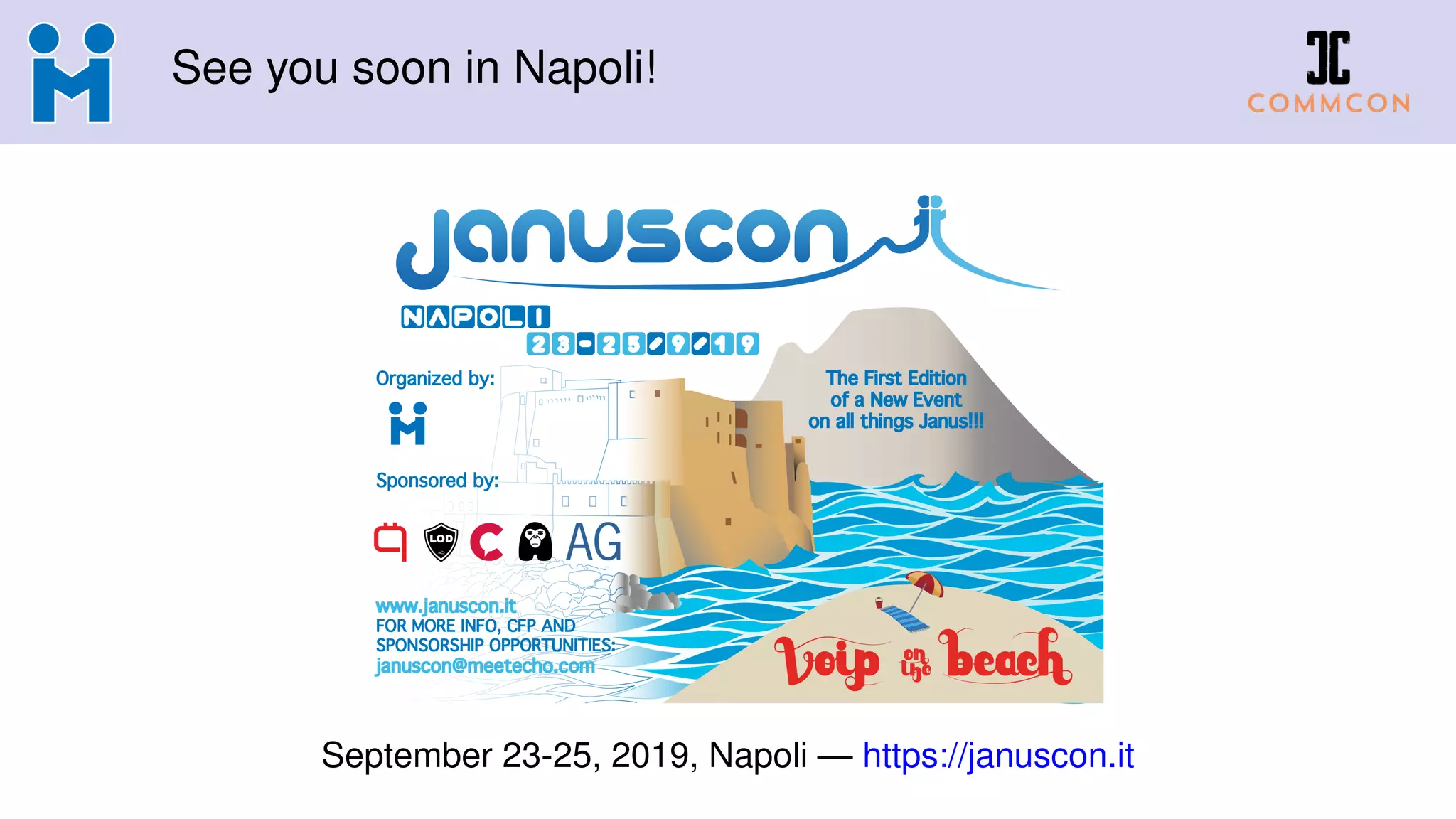 See you soon in Napoli!
September 23-25, 2019, Napoli — https://januscon.it
 