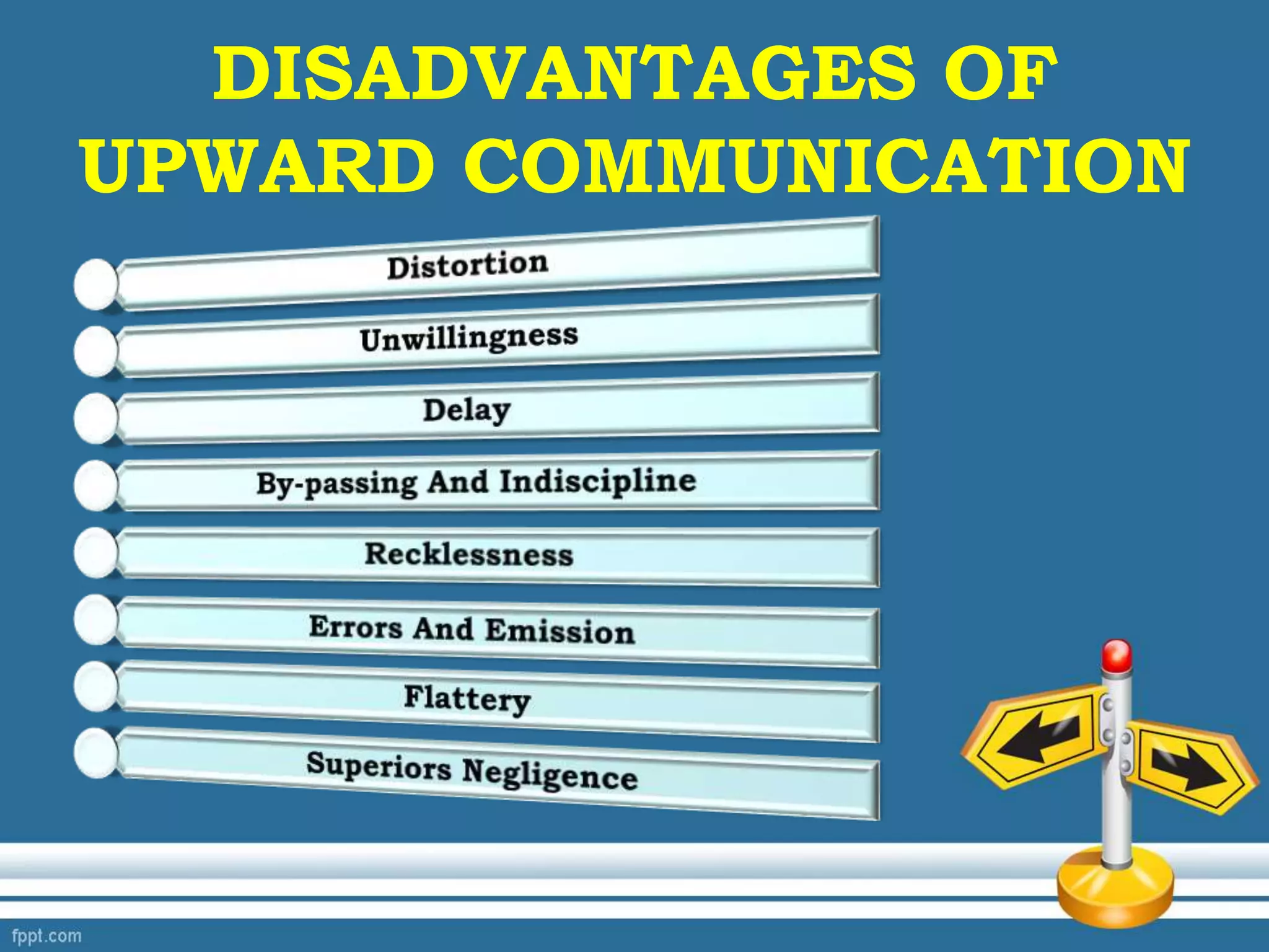 DISADVANTAGES OF
UPWARD COMMUNICATION
 