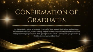 Graduation Conferral Statement Commencement Exercises Graduation Program Presentation in Gold and ...