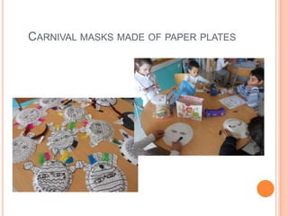 CARNIVAL MASKS MADE OF PAPER PLATES
 
