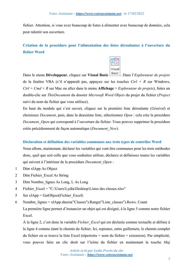 Comment alimenter une liste déroulante dans Word avec une liste Excel ? PDF