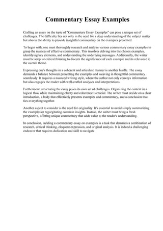 Commentary Essay Examples | PDF