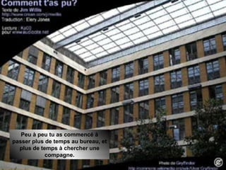 Peu à peu tu as commencé à passer plus de temps au bureau, et plus de temps à chercher une compagne. 