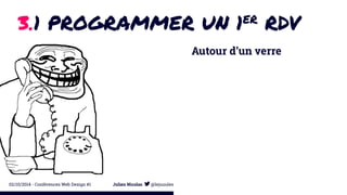 3.1 PROGRAMMER UN 1ER RDV 
Autour d’un verre 
02/10/2014 - Conférences Web Design #1 Julien Nicolas @lejuuules 
 