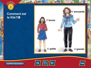 1
petite
amusante
grande
brune
Comment est
la fille?
 
