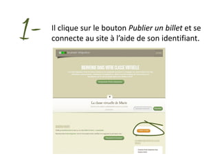 1-   Il clique sur le bouton Publier un billet et se
     connecte au site à l’aide de son identifiant.
 