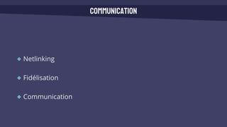 Netlinking
Fidélisation
Communication
Communication
 
