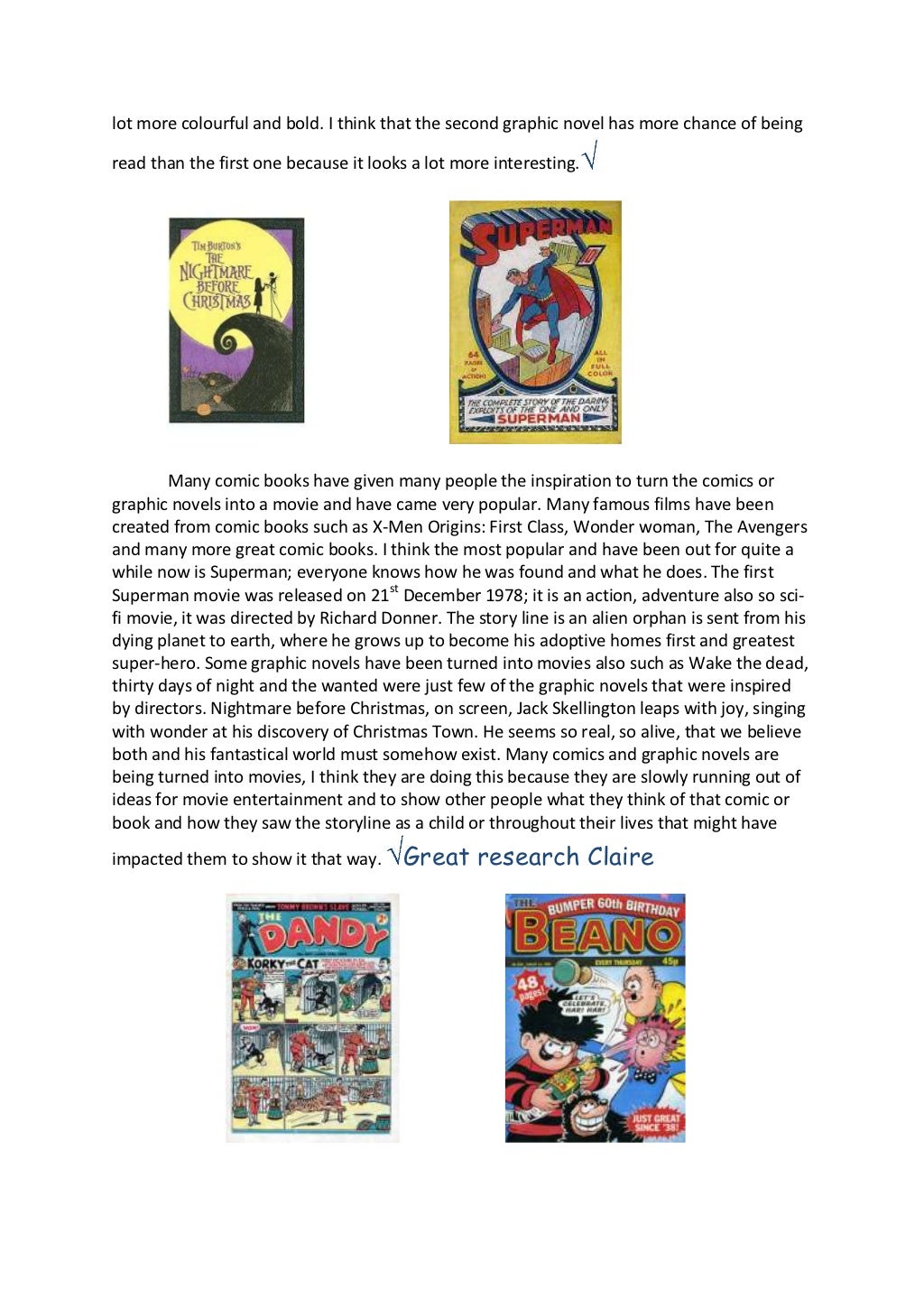 comic book essay topics