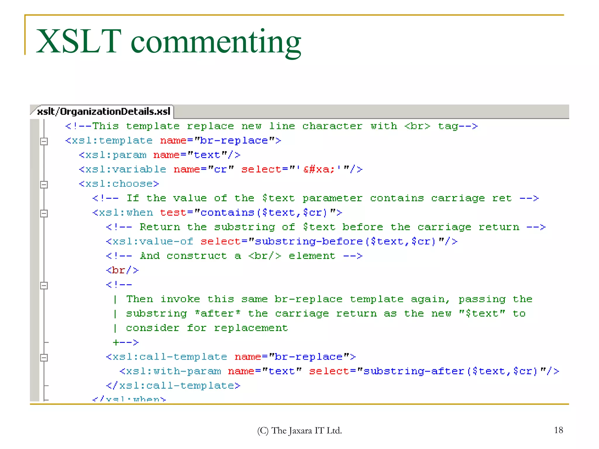 XSLT commenting 