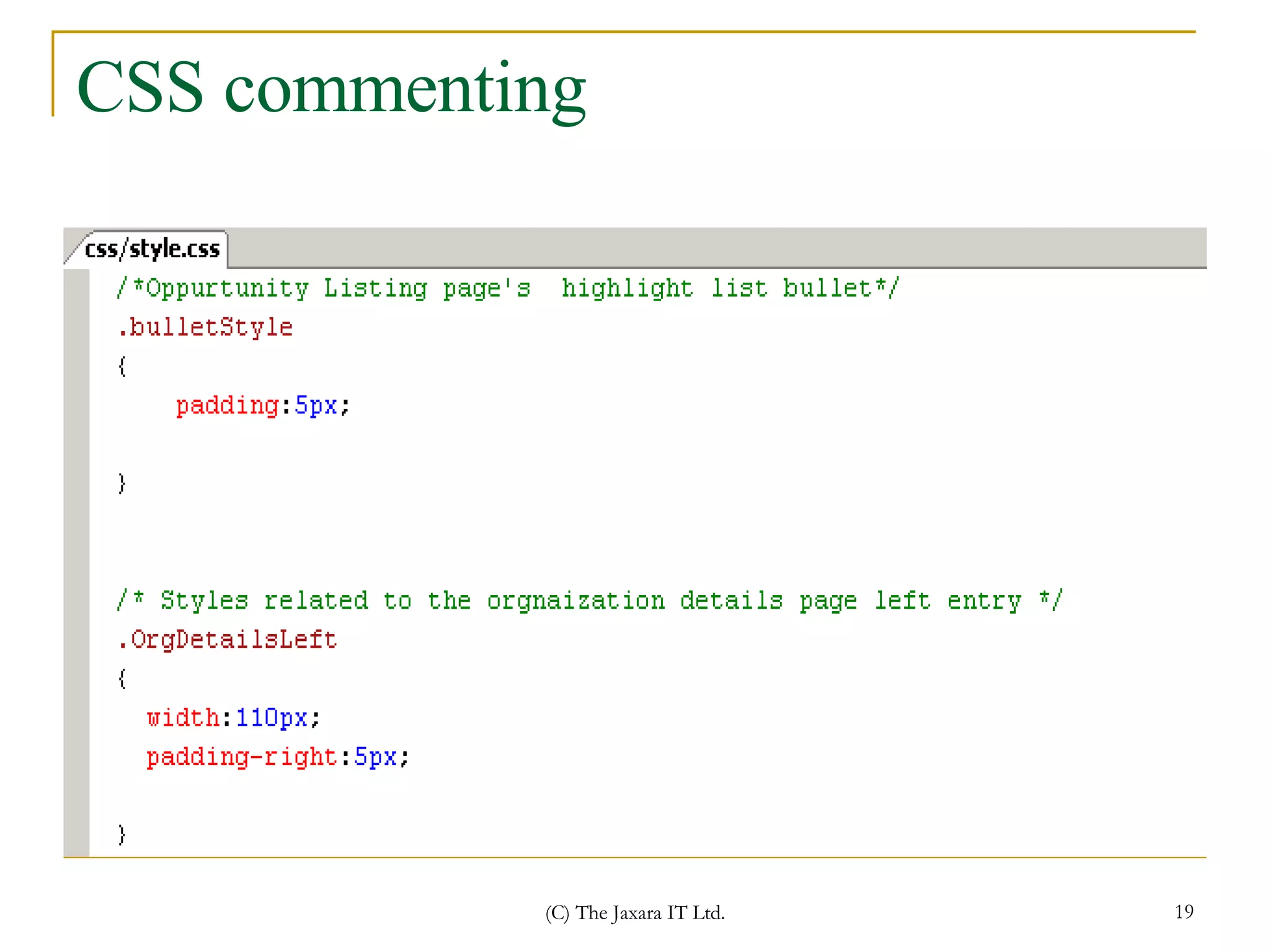 CSS commenting 