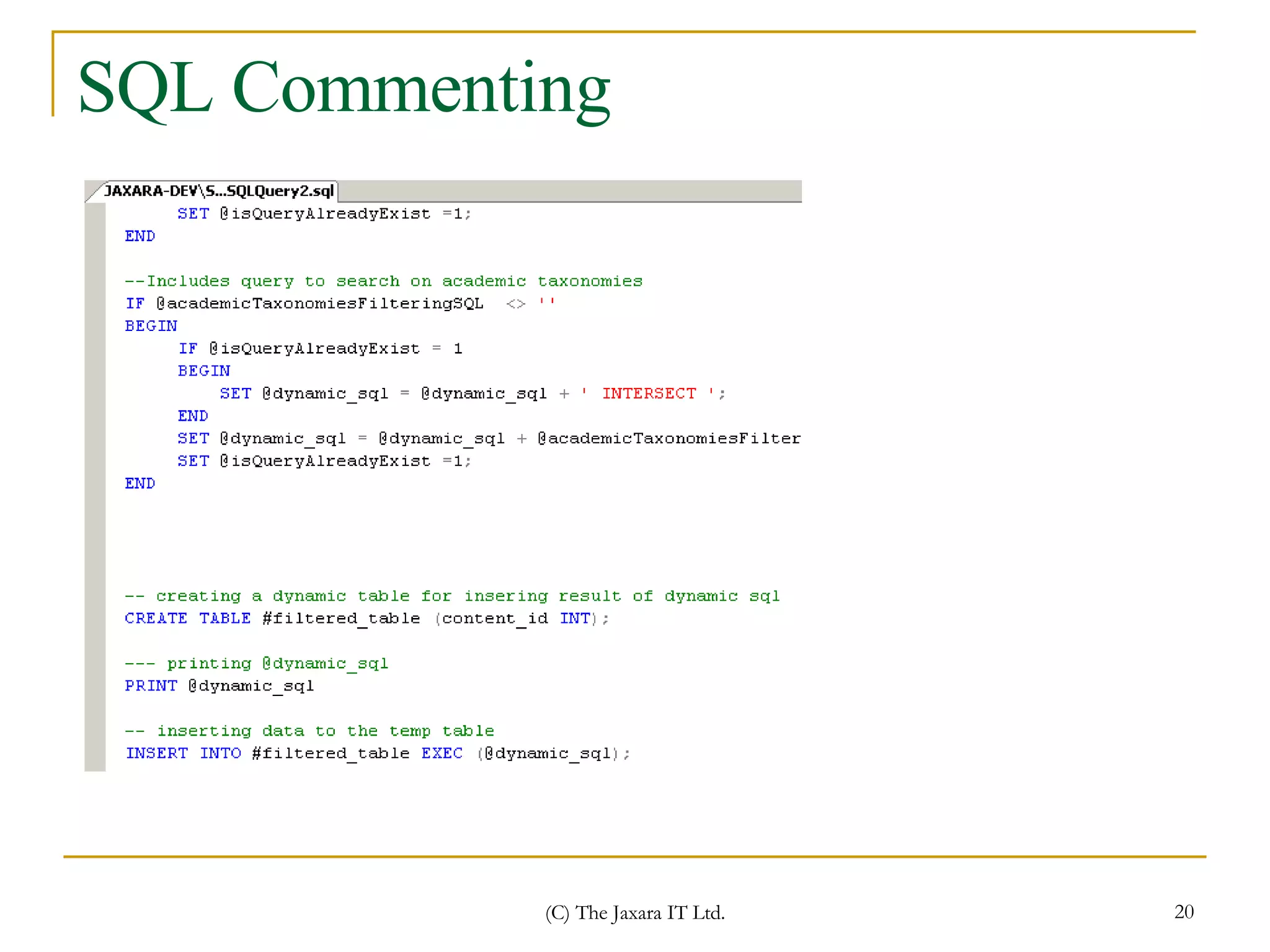 SQL Commenting 