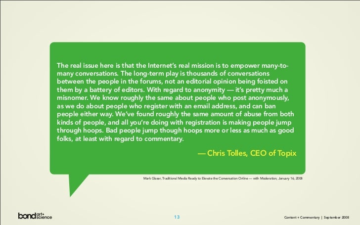 Content + Commentary: How Media Brands Invite, Manage, and Benefit From  User Commenting and Participation Online Slide 13